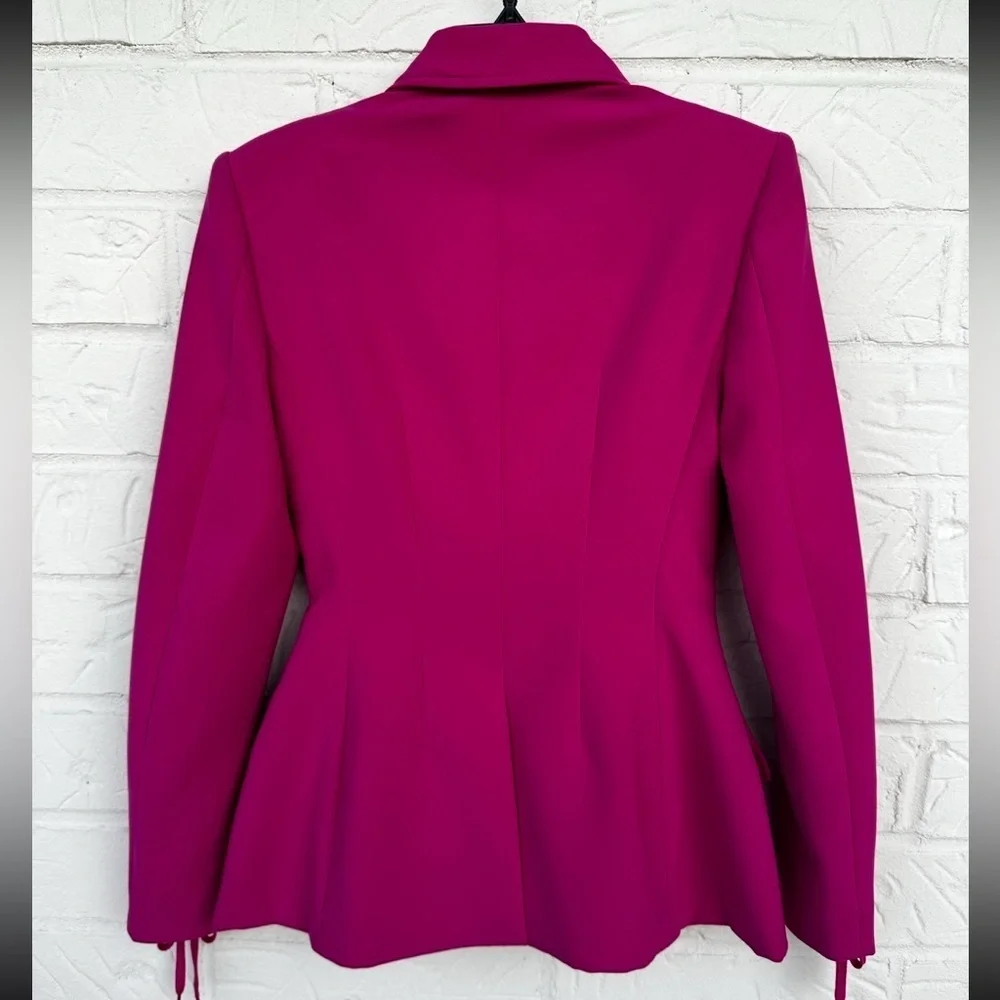 New Moschino Bondage Lacing Crepe Hot Pink Blazer Size 4